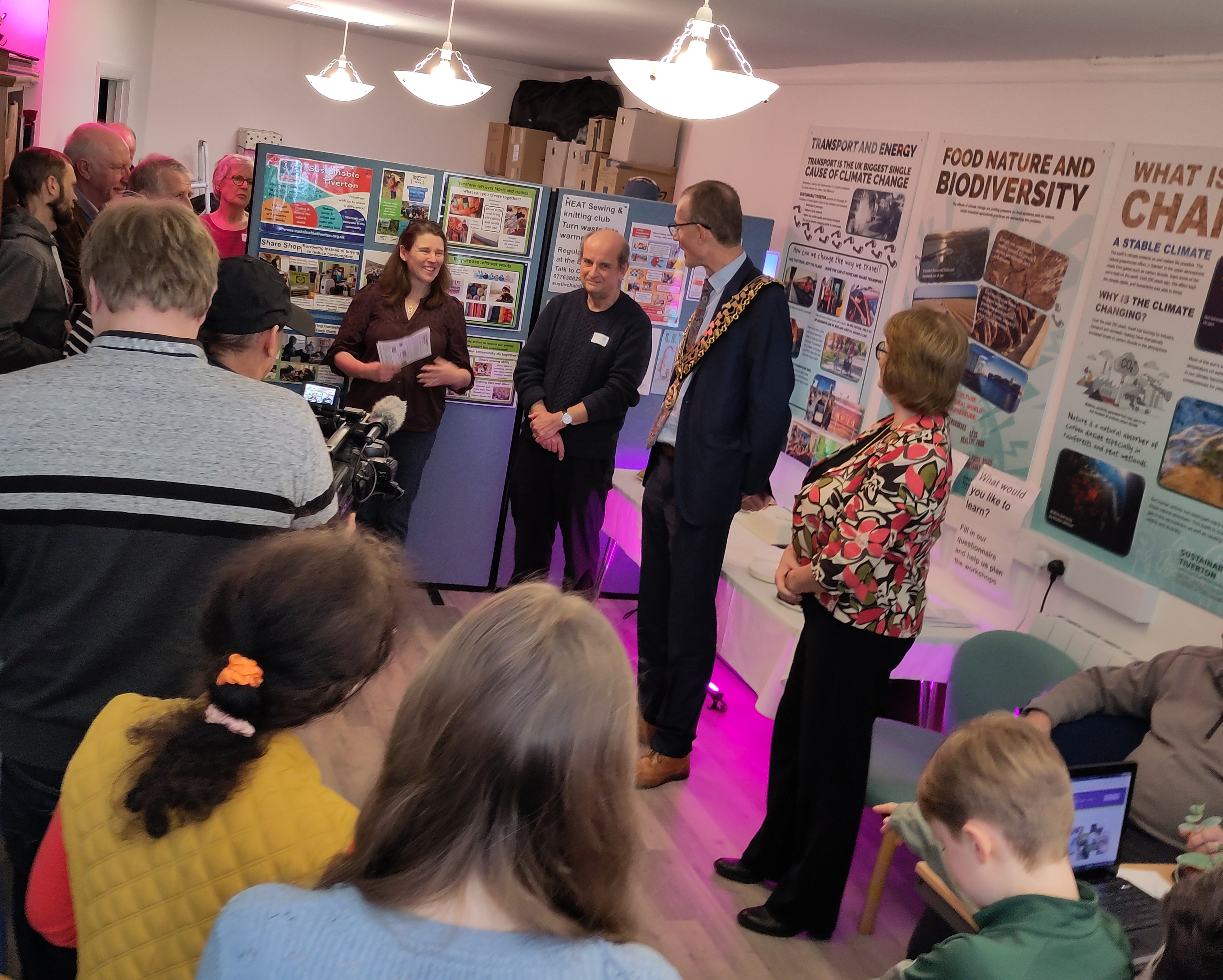 Councillor Natasha Bradshaw (left) congratulated Sustainable Tiverton