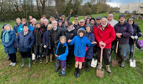 Volunteers with Tiverton Tree Team at the community orchard site