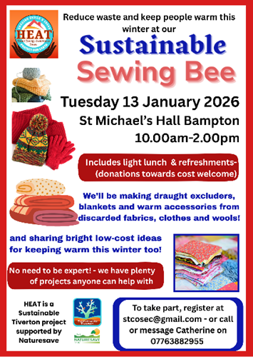Sewing Bee Flyer for Bampton 13/01/26